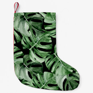 Dark Monstera：トロピカルウォーターのカラープリント。 スモールクリスマスストッキング