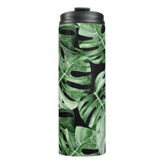 Dark Monstera：トロピカルウォーターのカラープリント。 タンブラー (正面)