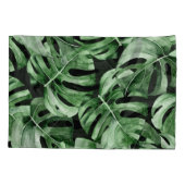 Dark Monstera：トロピカルウォーターのカラープリント。 枕カバー (裏面)