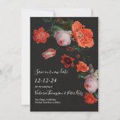 Dark & Moodyフローラ日付の保存招待状 セーブザデート (正面)