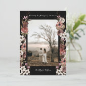 Dark Moodyフローラ秋の写真Save the Date 招待状 (スタンド正面)