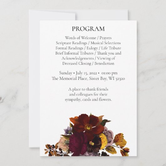 Dark & Moodyフローラ記念撮影プログラム 招待状 (裏面)