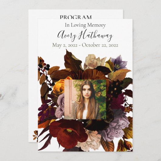 Dark & Moodyフローラ記念撮影プログラム 招待状 (正面/裏面)