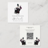 Dark Moodyロマンチックフローラ結婚のレジストリQR スクエア名刺 (正面/裏面)