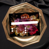 Dark & Moody色彩の鮮やかフローラの返信結婚カード 招待状