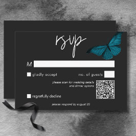 Dark Moody ミニマルティール(緑がかった色)Moth結婚のQRコード 出欠カード