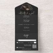 Dark Moody ミニマル Moth Photo QR Code 結婚's オールインワン招待状 (内側)