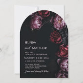 Dark Moody 3D Flowers Wedding Invitation 招待状 (正面)