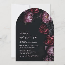 Dark Moody 3D Flowers Wedding Invitation 招待状