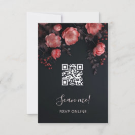 Dark Moody 3D Roses Wedding | Scan Me  出欠カード