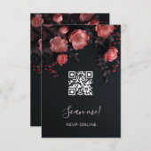 Dark Moody 3D Roses Wedding | Scan Me  出欠カード (正面/裏面)
