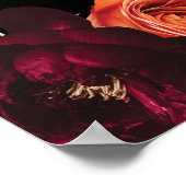 Dark Moody Black Burgundy Orange Floral Wedding ポスター (角)
