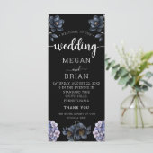 Dark Moody Black Floral Classic Typography Wedding プログラム (スタンド正面)