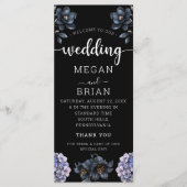 Dark Moody Black Floral Classic Typography Wedding プログラム (正面)