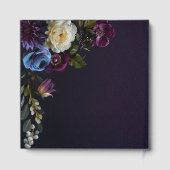 Dark Moody Blue Lavender Floral Modern Wedding ゲストブック (裏面)