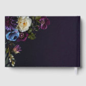 Dark Moody Blue Lavender Floral Modern Wedding ゲストブック (裏面)