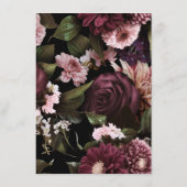 Dark Moody Burgundyスクリプトフローラ結婚の詳細 エンクロージャーカード (裏面)