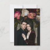 Dark Moody Burgundy Cream Peonies Black Photo セーブザデート (裏面)