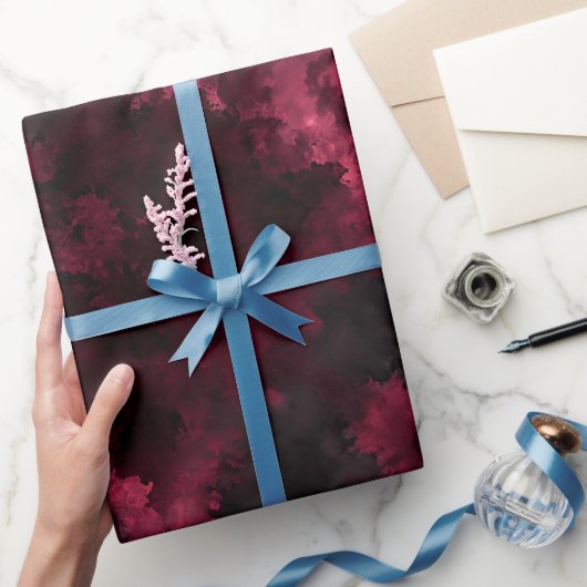 Dark Moody Burgundy Wine Smoke Abstract Pattern ラッピングペーパー (ギフト)