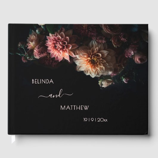 Dark Moody Chrysanthemum Flowers | Wedding ゲストブック (正面)