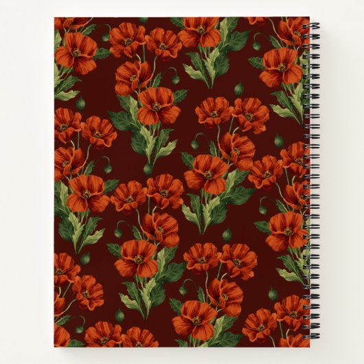Dark Moody Crimson Poppies ノートブック (裏面)