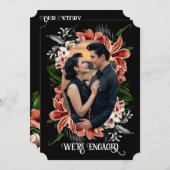 Dark Moody Engagement Announcement Custom Photo 招待状 (正面/裏面)