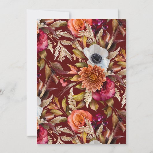 Dark Moody Fall Floral lRomantic Bridal Shower  招待状 (裏面)