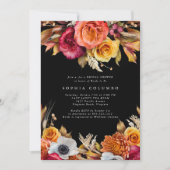 Dark Moody Fall Floral lRomantic Bridal Shower 招待状 (正面)