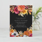 Dark Moody Fall Floral lRomantic Bridal Shower 招待状 (スタンド正面)