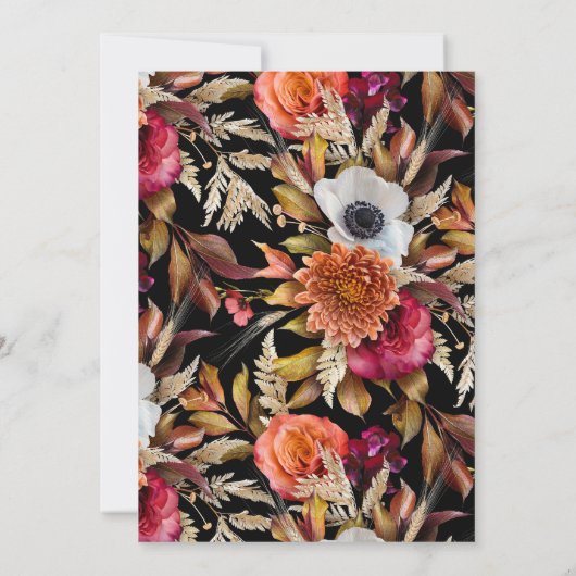 Dark Moody Fall Floral lRomantic Bridal Shower  招待状 (裏面)