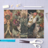 Dark Moody Fantasy Garden Collage Decoupage 薄葉紙 (クラフト)
