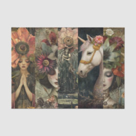 Dark Moody Fantasy Garden Collage Decoupage 薄葉紙