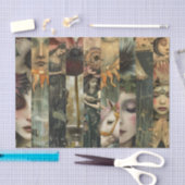 Dark Moody Fantasy Garden Collage Decoupage 薄葉紙 (クラフト)