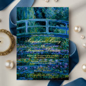 Dark Moody Fine Art Monet Water Lilies Wedding 箔招待状