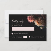 Dark Moody Floral Chrysanthemum RSVP Card (正面)