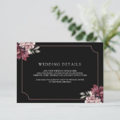 Dark Moody Floral Frame Black Wedding Details エンクロージャーカード (スタンド正面)