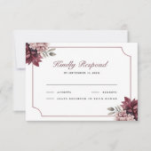 Dark Moody Floral Frame Wedding RSVP Card (正面)