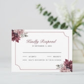 Dark Moody Floral Frame Wedding RSVP Card (スタンド正面)