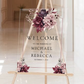 Dark Moody Floral Frame Wedding Welcome アクリルサイン
