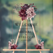 Dark Moody Floral Frame Wedding Welcome アクリルサイン (ニュートラル)