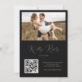 Dark Moody Floral & Gold Frame QR Code Wedding 招待状 (裏面)