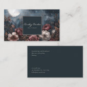 Dark Moody Floral Starry Night Full Moon 名刺 (正面/裏面)