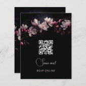 Dark Moody Floral Wedding | Scan Me  出欠カード (正面/裏面)