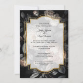Dark moody flowers Photo Gothic wedding Invitation 招待状 (正面)
