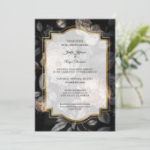 Dark moody flowers Photo Gothic wedding Invitation 招待状 (スタンド正面)