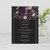 Dark moody flowers Photo Gothic wedding Invitation 招待状 (スタンド正面)