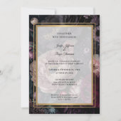 Dark moody flowers Photo Gothic wedding Invitation 招待状 (正面)