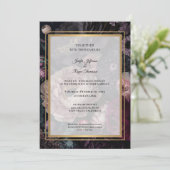 Dark moody flowers Photo Gothic wedding Invitation 招待状 (スタンド正面)