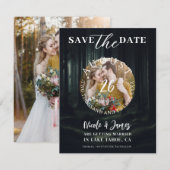 Dark Moody Forest Trees at Twilight日付を保存 招待状 (正面/裏面)