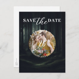 Dark Moody Forest Trees at Twilight日付を保存 案内ポストカード